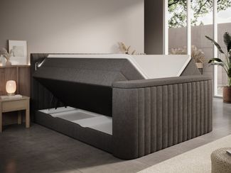 wonello Boxspringbett FLY mit TV-Lift, mit Bettkasten, TFK-Matratzen und premium Topper, LED-Beleuchtung