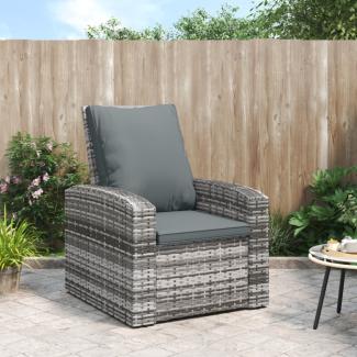 vidaXL Gartensessel Verstellbar mit Kissen Grau Poly Rattan 364104