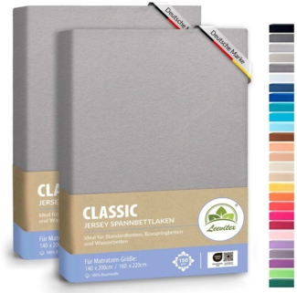 leevitex® Spannbettlaken Spannbettlaken, Mako-Jersey, Gummizug: rundum, (2 Stück), OEKO-TEX® STANDARD 100 zertifiziert