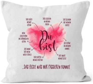 MoonWorks Dekokissen Kissen-Bezug Du bist das beste was mir passieren konnte Geschenk Liebe Valentinstag Kissen-Hülle Deko-Kissen Baumwolle MoonWorks®