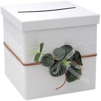 ZauberDeko Geschenkbox Briefbox Hochzeit Eukalyptus Geburtstag Greenery Vintage Spitze