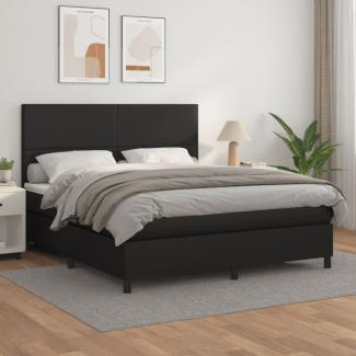 vidaXL Boxspringbett mit Matratze Schwarz 180x200 cm Kunstleder 3142737