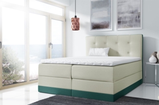Boxspringbett BALEA 180x200 cm Creme- Meeresgrün