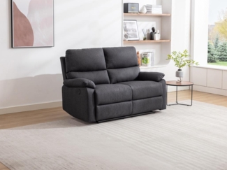 Vente-unique - Relaxsofa elektrisch 2-Sitzer - Stoff - Anthrazit - LUNANO