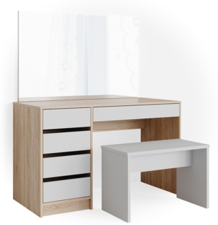 Vicco Schminktisch Weiß/Sonoma 120 cm mit Bank, Sherry