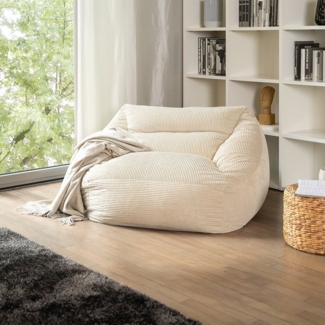 Home Deluxe 'Cozy' Sitzsack, Samt Cord beige, 80 x 87 x 108 cm