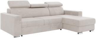 Meblini 'Voss' Schlafcouch mit Bettkasten, Samtstoff, 242 x 168 x 79 cm, Beige, Rechts