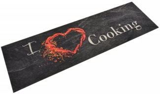 vidaXL Küchenteppich Waschbar Cooking Schwarz 45x150 cm Samt 136549