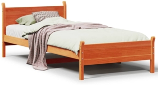 vidaXL Massivholzbett ohne Matratze Wachsbraun 75x190 cm Kiefernholz 855617