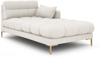 Micadoni Recamiere Mamaia 1-Sitzer Rechts Strukturierter Stoff Helles Beige Metall Gold