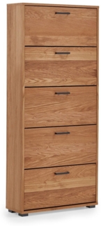 Schuhschrank Pit 5, Echtholz, Holz, Holzwerkstoff, Holzfarben, 78 x 170 x 25 cm
