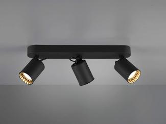 TRIO Leuchten LED Deckenstrahler, LED wechselbar, warmweiß, Decken-lampe minimalistisch Treppenhaus Schwarz, 3-flammig Breite 41cm