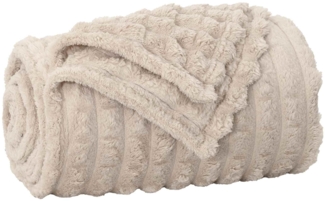 Überwurfdecke, Wohndecke Beige 200x150 cm Fleece