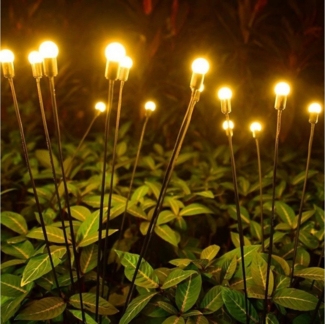 LETGOSPT LED Solarleuchte 1/2/4er -Pack Solarlampen für Außen Garten, Glühwürmchen Leuchte, LED fest integriert, Warmweiß, 8 LED Glühwürmchen Solarleuchten für Garten,IP65 Wasserdicht