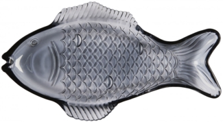 Ib Laursen Servierplatte Teller Schale L 28cm Fisch Fischform Glas Blau 0349-69
