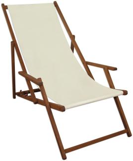 Liegestuhl weiß Gartenliege klappbare Sonnenliege Deckchair Strandstuhl Holz Gartenmöbel 10-303