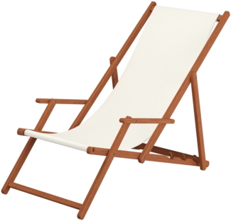 Liegestuhl weiß Gartenliege klappbare Sonnenliege Deckchair Strandstuhl Holz Gartenmöbel 10-303