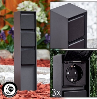 hofstein Gartenleuchte »Ruscio« Steckdose, Leuchte aus Metall/Kunststoff in Anthrazit/Schwarz, Steckdose mit 3 Anschlüssen, 3xmax. 3680 Watt, 230 V