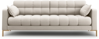 Micadoni Sofa Mamaia 3-Sitzer Strukturierter Stoff Beige Metall Gold