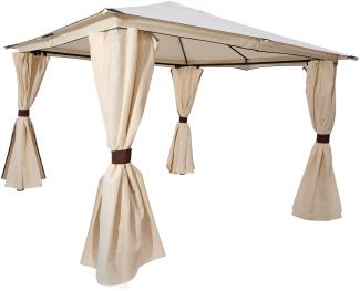 Pavillon VENEZIA 3x3 Meter, Stahl schwarz, Plane PVC-beschichtet écru, mit Seitenplanen