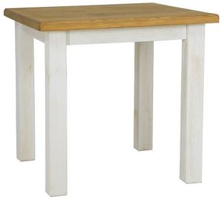 Esstisch Holztisch Poprad 80x80x76cm Kiefer Massiv weiß patiniert honigfarben