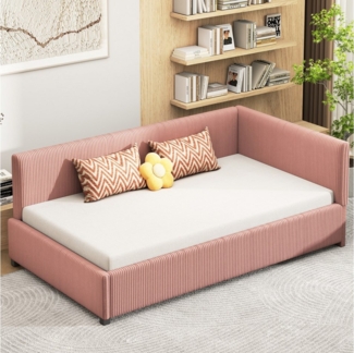 BlingBin Polsterbett Schlafsofa Einzelbett Multifunktionsbett (Daybed, 1-tlg, Daybett 90x200cm), Sofabett mit Lattenrost Hautfreundlicher Samtstoff Rosa