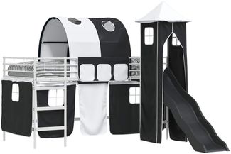 vidaXL Kinderloftbett Weiß und Schwarz 107 x 200 cm Metall 42020898