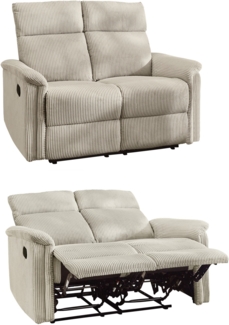 2-SITZER-RELAXSOFA Federkern, Liegefunktion verstellbar durch halbautomatische Relaxfunktion 127/93/100 cm, Cord Beige