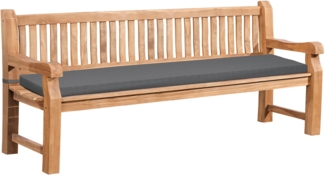 CLP Gartenbank Teakholz Jackson mit Sitzkissen,dunkelgrau 206 x 48 x 8 cm