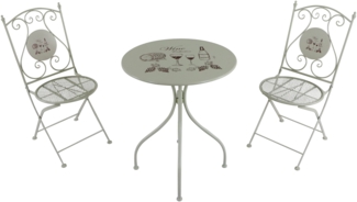 AXI Maxime Bistroset 3-teilig aus Metall in Weiß Bistrotisch mit Weinmotiv & 2 Stühlen | beige | Metall | 60 cm