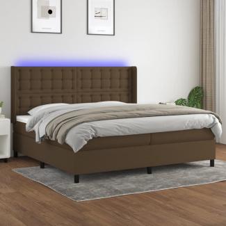 vidaXL Boxspringbett mit Matratze & LED Stoff Dunkelbraun 200x200 cm, Härtegrad: H2 [3138664]