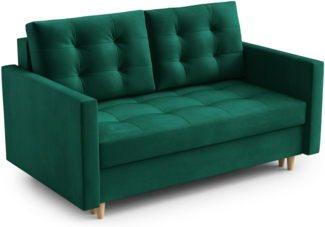 AX LIVING Spaxton 2 Sitzer Sofa Klein 155 Flaschengrün Schlaffunktion