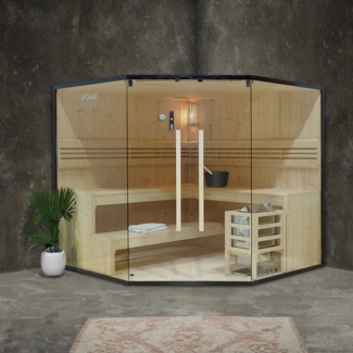 Home Deluxe 'Shadow - XL' Traditionelle Sauna für 6 Personen, inkl. Ofen, Holz natur, 190 x 200 x 200 cm
