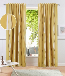 my home Vorhang Dimona Blackout (1 St), Multifunktionsband, verdunkelnd, einseitig mit Wellenmotiv bedruckt