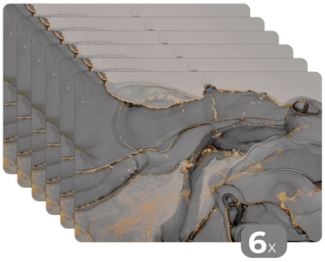 MuchoWow Platzset Marmor - Gold - Grau, (6-St), Platzsets, Tischset, Abwaschbar, Tischsets, Platzdeckchen