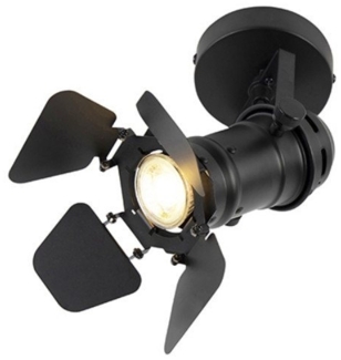 Qazqa LED Aufbaustrahler Movie, ohne Leuchtmittel, GU10, Schwarz, Industrie, Stahl, 1-flammig