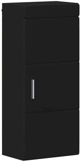 vidaXL 'TULUM' Badezimmer-Wandschrank mit Tür, Holzwerkstoff Schwarz, 37 x 24,5 x 86 cm