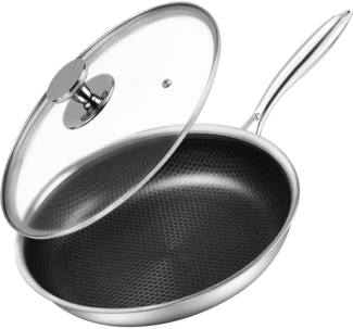 Bratpfanne 24cm Deckel Antihaft Kratzfest Tri-ply Edelstahl Induktion