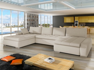 Wohnlandschaft Caro Premium mit Bettkasten und Schlaffunktion (Farbe: Baloo 2074)