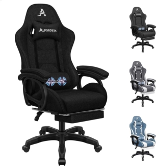 Bürostuhl ALFORDSON Schwarz Massage-Lendenkissen ergonomisch Drehstuhl