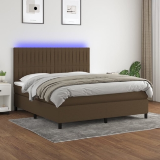 vidaXL Boxspringbett mit Matratze & LED Dunkelbraun 180x200 cm Stoff, Härtegrad: H2 [3135056]