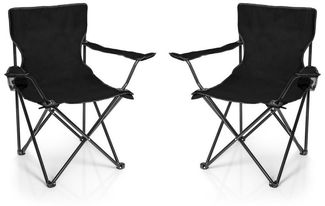 BigDean 2x Faltstuhl SCHWARZ Campingstuhl Anglerstuhl mit Getränkehalter & Tragetasche - Anglersessel klappbar - Klappstuhl Gartenstuhl Faltstuhl Relaxsessel Angelsessel faltbar