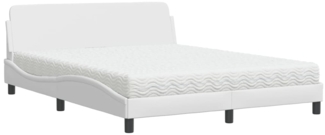 vidaXL Bett mit Matratze "Dover" Weiß 160x200 cm Kunstleder 3208438