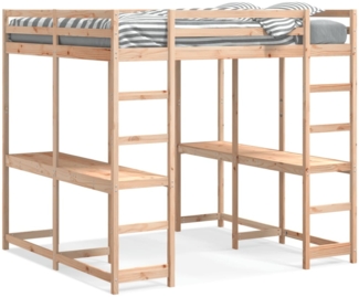vidaXL Hochbett mit Schreibtisch & Leiter 180x200 cm Massivholz Kiefer 3284230