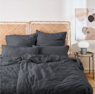 Blumtal Bettwäsche Musselin 100% Baumwolle im Set, Kopfkissenbezug & Deckenbezug, 3 teilig