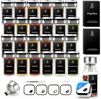 KingLux Gewürzbehälter 24Stk. Gewürzstreuer Eckig, Gewürzgläser mit drehbarem Gewürzlochdeckel, (24-tlg)