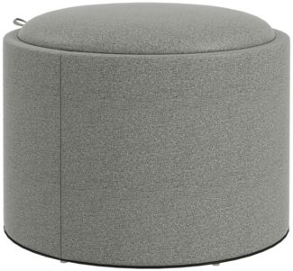 MC Star Sitzhocker Ottomane Runder Polsterhocker mit Stauraum und Klappdeckel (in Grau Leinenoptik Ø56 x 42 cm für Wohnzimmer Schlafzimmer)