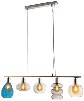 LED Hängeleuchte, silber Glasschirme, dimmbar, H 150 cm