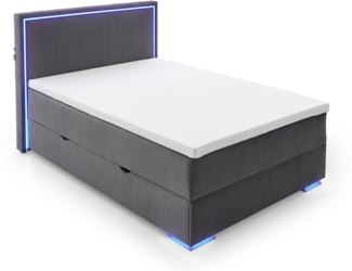 Boxspringbett >Colorado II< Liegefläche 140x200 cm, anthrazit/ LED, Stellmaß: 152 x 121 x 211 cm (BxHxT)
