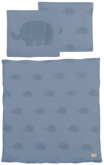 roba® Babybettwäsche Lil Elephant 80 x 80 cm - Wiegenbettwäsche - Kissenbezug & Deckenbezug, Niedliche Elefanten Motive - Bio-Baumwolle - GOTS & Oekotex 100 - Blau